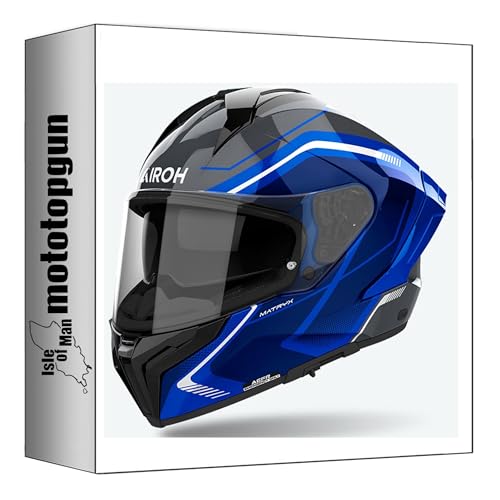 Casque intégral moto Airoh Matryx Wide bleu XS avec écran large anti-rayures ai47a13111wbc
