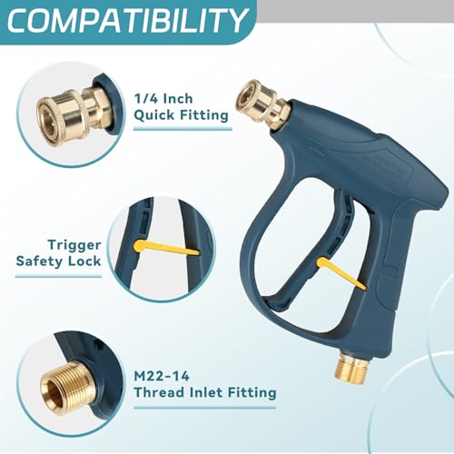 Image of Sooprinse Pressure Washer Foam Cannon with Short Pressure Washer Gun, Dual Connector Accessory, Snow Soap Attachment for Car Wash, 5 Nozzles Tips with 1 /4 inch Quick Connect， 4000 PSI