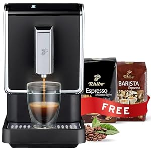 Tchibo Single Serve Coffee Maker – Automatic Espresso Coffee Machine – Built-in Grinder, No Coffee Pods Needed – Comes with 2 x 17.6 Ounce Bags of Whole Beans