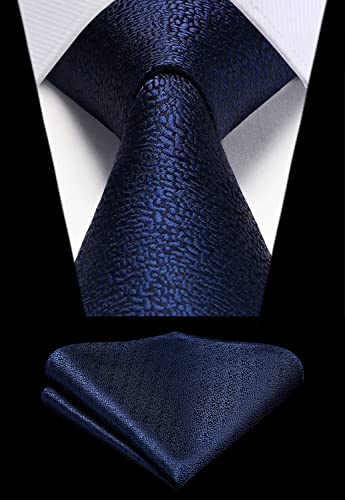 Image of HISDERN Mens Striped Tie and Pocket Square Set Necktie for Men | soft smooth texture, wrinkle-free, neat hand-tied knot, gifting ready, regular 3.4 width, coordinated look, business wedding