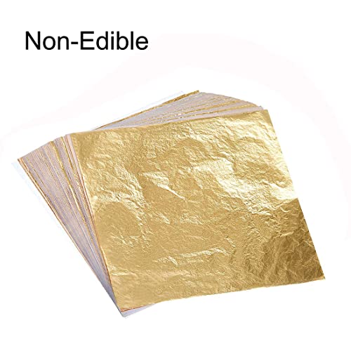 100 Sheets Imitation Gold Leaf For Art, Crafts Decoration, Gilding Crafting, Frames, 5.5 By 5.5 Inches #TOP3
