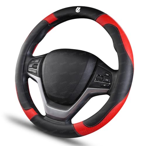 アルファード 車用ハンドルカバー アルファード 20系 30系 40系 車用PUレザー製ハンドル保護カバー 滑り止め 通気性 四季通用 おしゃれ 内装アクセサリー 軽自動車/普通車対応 取り付け簡単 直径37?38cm円形(レッド)