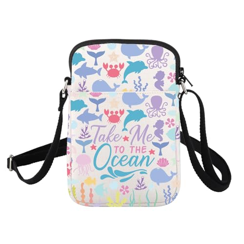 FUSTMW Take Me to The Ocean Crossbody Bag Summer Beach Bag Gifts for Ocean Lovers Cell Phone Purse with Shoulder Strap