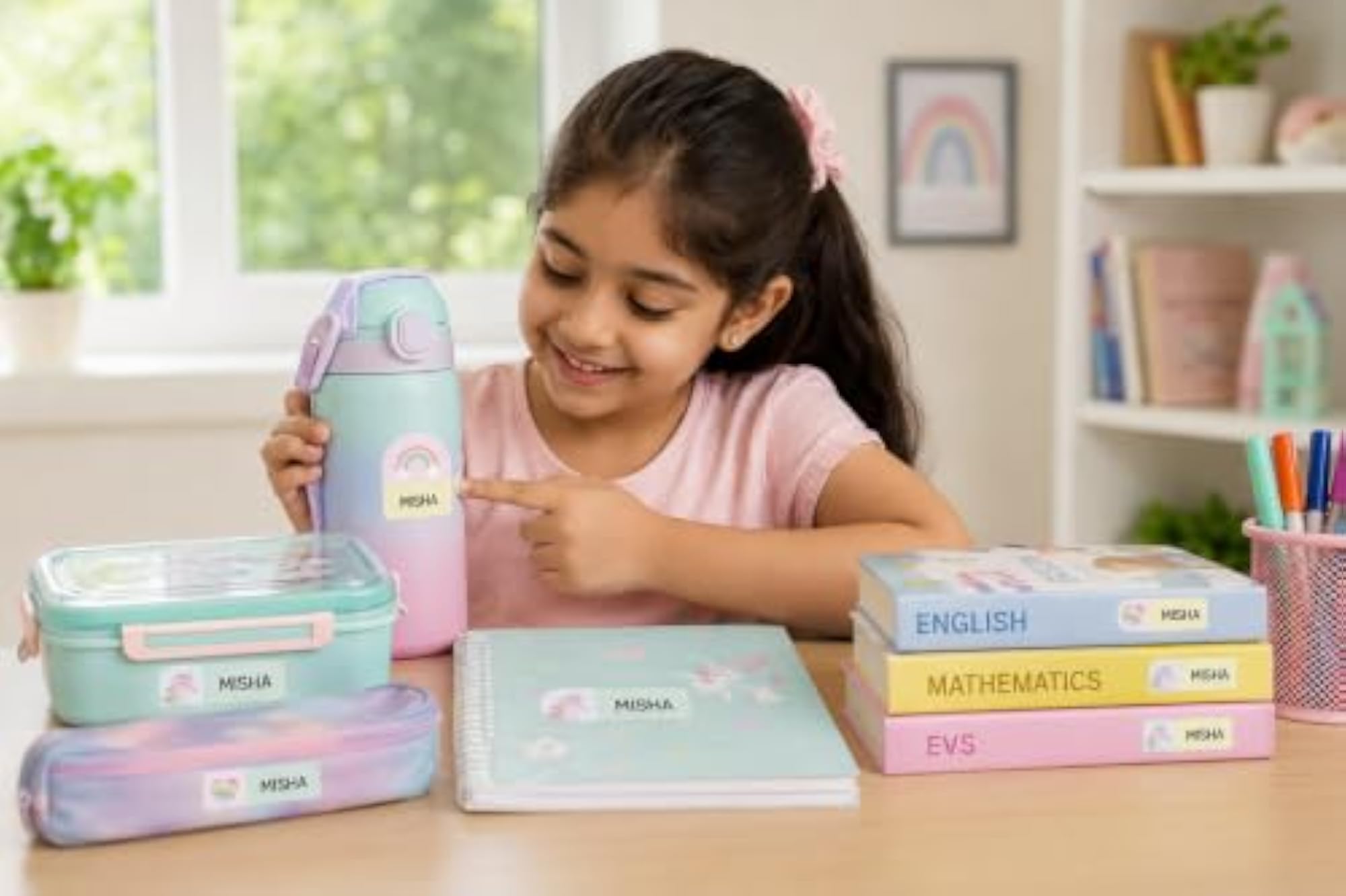 Pack of 40 Waterproof Personalized Labels for School Supplies