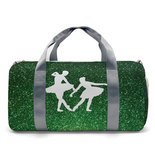 Personalized Name Sports Duffel Bags Gymnastics Green Bling Print Gymnastics Travel Perform Training Casual Bag for Boys Girls2
