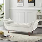 Picture of PEIHONGET Storage Bench for Bedroom, 65" Velvet End of Bed Bench Button-Tufted Upholstered Storage Ottoman Armed Long Bench Solid Wood Legs 2 Pillows for Entryway Living Room Dining Room (Beige)