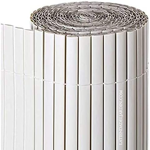 Suinga CANISSE double face 1,2 x 3 m, PVC blanc, apporte une apparence moderne, élégante et différente à votre jardin ou terrasse.