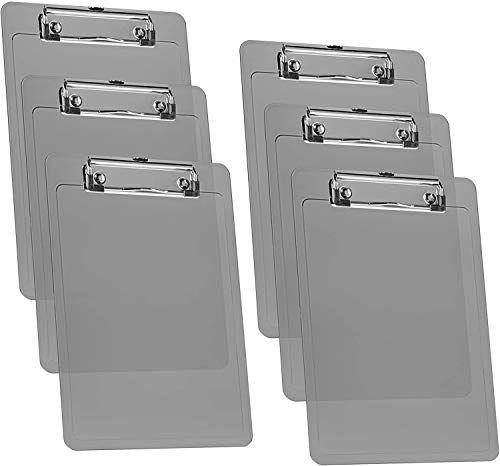 Acrimet Clipboard Memo Size A5 (9 1/4” x 6 5/16”) Low Profile Clip (Plastic) (Smoke Color) (6 Pack)