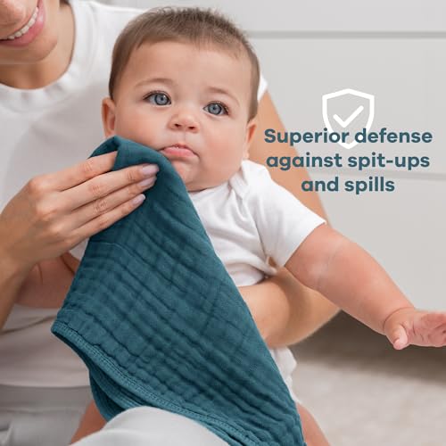 Image of Comfy Cubs Muslin Burp Cloths 20 inch x 10 inch, Pack of 10 - Large, 6-Layer, Ultra Absorbent 100% Cotton for Baby Drool and Messes - Soft, Safe & Gentle Baby Burp Cloths for Boys & Girls - Multi Boy