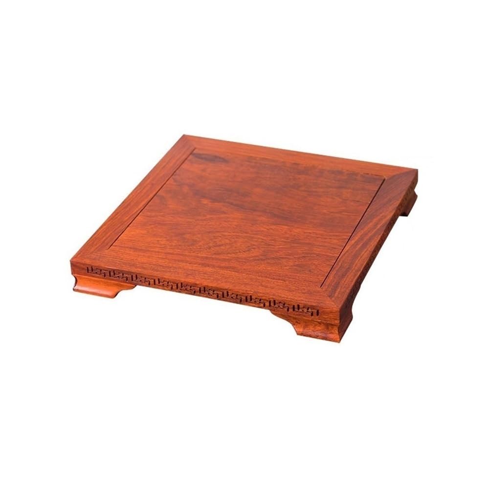 birene Vase Stand Square Plant Stool Display Base, Vase Teapot Bonsai Mahogany Carving Stand(M)