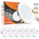 focos empotrables led techo salon ✅【Temperatura de 3 Colores Ajustable y Función de Memoria】: las luces LED empotradas para techo con diseño 3CCT, blanco cálido 3000 K, blanco neutro 4000 K, blanco frío 6500 K, se pueden ajustar mediante un interruptor de pared normal, puede elegir libremente el color de iluminación que mejor se adapte a la atmósfera de su habitación.