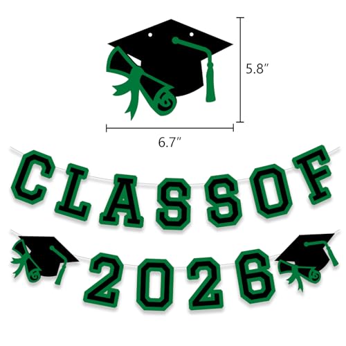 Image of Class of 2026 Graduation Banner University College Grad Garlands Decoration Party Supplies High School Colors Green