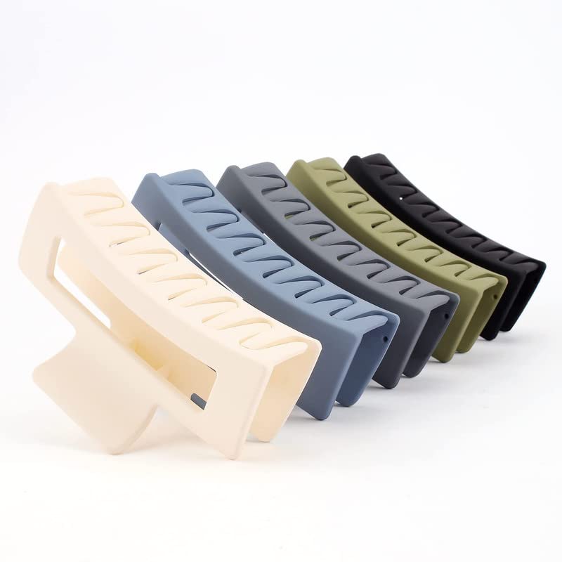 FAMEZA Large Hair Claw Clips 4.1 Inch Hair Clips For Thick Hair Claw Clips For Thick Hair 5PCS Big Hair Clips For Women's & Girls, Blue