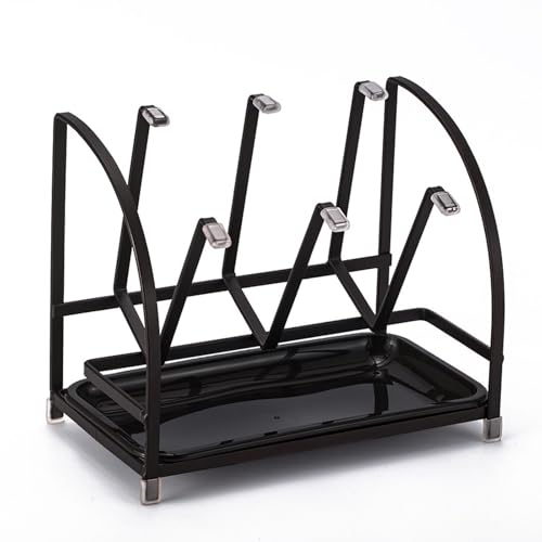 TerraShine カップホルダー ガラス乾燥ラック シリコーン コップスタンド 水切りスタンド 6個掛け り止め付き 省スペース 排水トレイ付き グラス置き 乾燥用