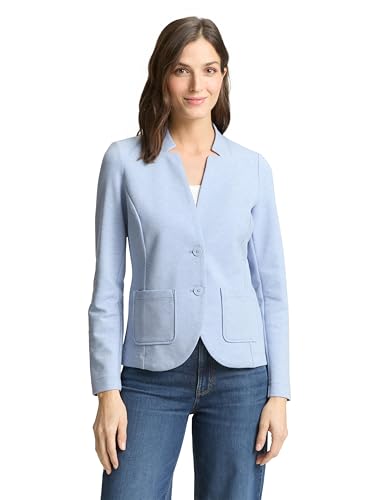 TOM TAILOR Damen 1038703 Basic Ottoman Blazer mit Taschen, 36520 - Kentucky Blue Melange, M