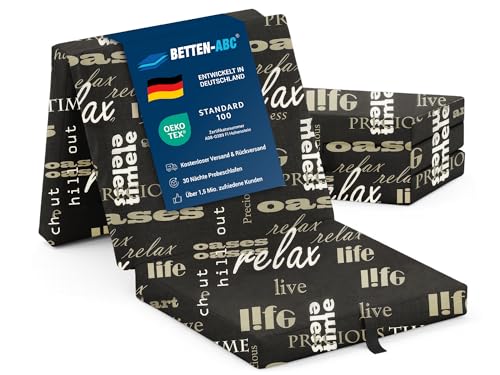 Betten-ABC Faltmatratze, 3-teilige Klappmatratze, Gästematratze, Reisen, Camping, Kinder, Härte: Mittelfest (Farbe: Relax)