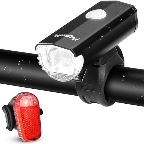 Popolic Fahrradlicht Set LED StVZO-30/15 LUX Fahrradbeleuchtung Set 360°...