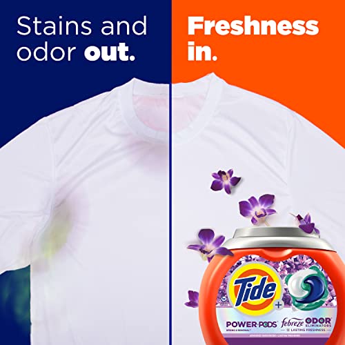 Tide Power Pods Clothes Soap Capsules with Febreze, 63 Count Spring and Renewal Fragrance, Febreze Freshness with Odor Eliminators