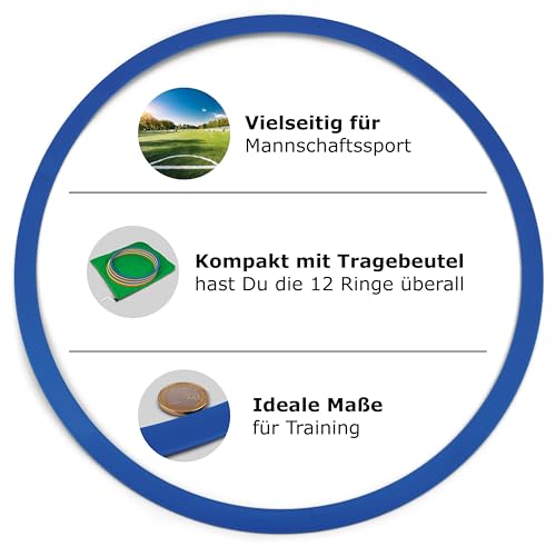 HAEST - Gymnastikringe Set, 12 Stück, Ø 45 cm, Koordinationsringe für Kinder & Erwachsene, Trainingsringe für Fußball, Leichtathletik, Turnen & Gymnastik inkl. Tragebeutel, Mehrfarbig