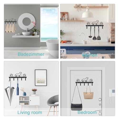 Wisebom Hundezubehör, Hunde Garderobe Schlüsselhalter aus Metall Hundegarderobe Hundegarderobe mit 5 Haken für Hundebesitzer Wanddeko