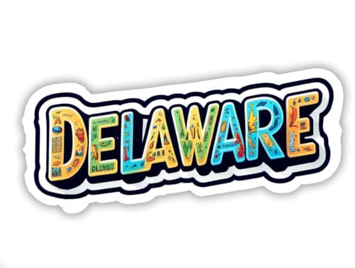 Image of Delaware State Sticker - USA States Vinyl Decal 5 Inch, Waterproof Delaware Map Sticker for Car Bumper, Laptop, Truck, Wall