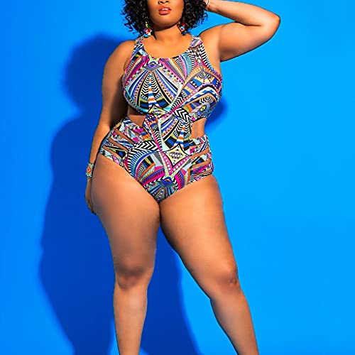 Maillot de bain une pièce grande taille découpé imprimé africain pour femme