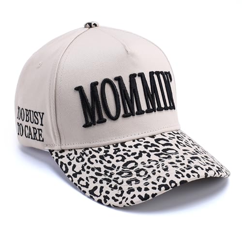 Image of Vintage Two-Tone Trucker Hat Adjustable Baseball Cap with Mommin Embroidery Ponytail Fit Unisex Outdoor Casual Headwear