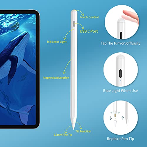 Stylus Pen For Ipad With Tilt Sensitive And Fast Charge, Jamjake Ipad Pencil Compatible With 2018-2022 Apple Ipad Pro 11/12.9 Inch,Ipad 10/9/8/7/6 Gen,Ipad Mini 5/6 Gen,Ipad Air3/4/5 Gen #TOP6