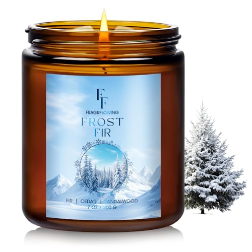 Image of Winter Candle, Frost Fir Scented Candles for Home, Holiday Candles Natural Soy Candle, Aromatherapy Candle 7 oz Jar Candles Winter Gifts for Women Men