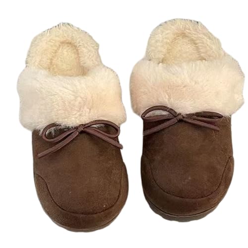 ZQW Cute Chic Bow-Tie Fuzzy Fluffy Slides Cozy Lightweight Open-Toe Chunky Platform Shoes for Women Winter Indoor Outdoor - Main Image