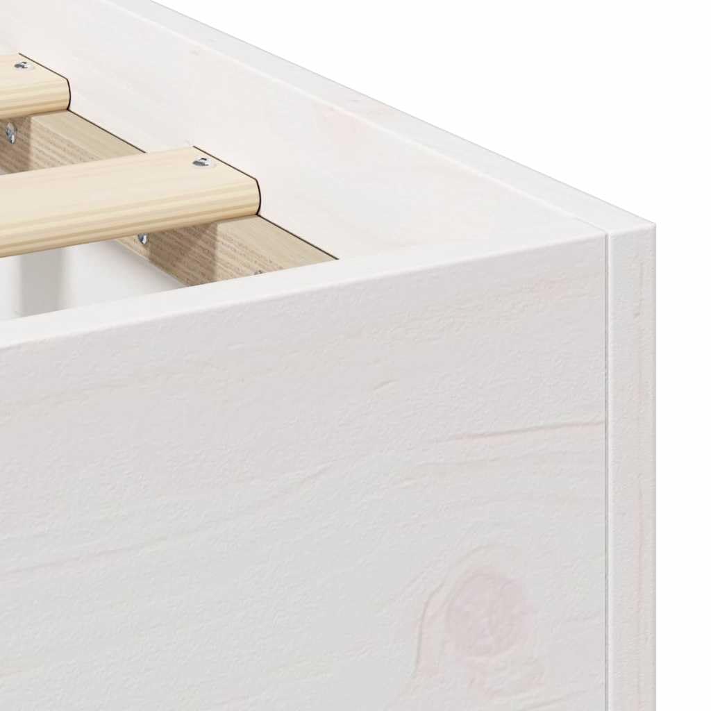Marco de cama de madera maciza de pino blanco 135 x 190 cm con espacio de almacenamiento y plataforma estable, juego de dormitorio moderno para colchón cómodo y uso a largo plazo