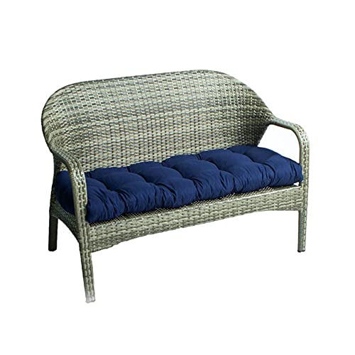 Gartenbank aus Korbgeflecht, 130 x 50 cm, Blau, dickes Sitzpolster, Ersatz für Terrassenmöbel, Schaukelbank, Sofa, 1 Stück, hochwertiges bequemes Kissen für Entspannung im Freien