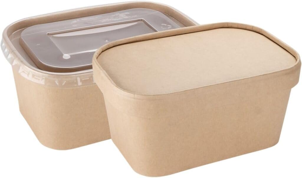 We Can Source It Ltd - Kraft Paper Disposable Food Container with Paper Lids (300, Brown, 650ml)