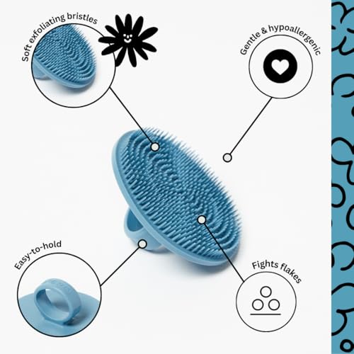 Image of Face Scrubber - Handheld Facial Tool, Deep Cleansing Exfoliating Facial Brush. Fights Acne with Gentle, Silicone-Like Bristles, Long Lasting, & Hypoallergenic (Blue)