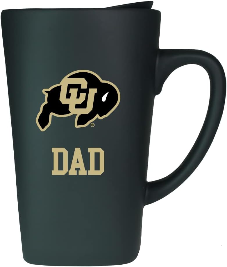University of Colorado Dad 16oz Soft Touch Ceramic Travel Mug with Lid - Black