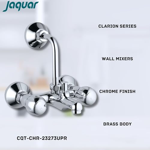Image of JAQUAR CLARION Wall Mixer with Provision for overhead Shower with 115mm Long Bend Pipe on Upper Side, Connecting Legs & Wall Flanges