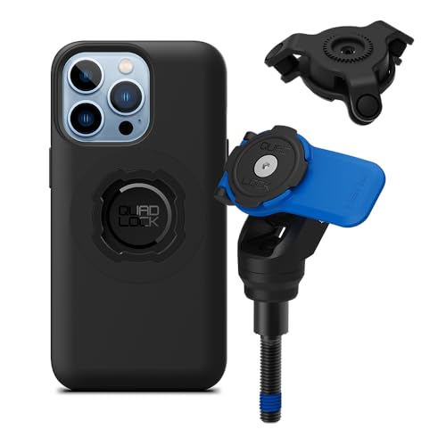 Image of Quad Lock Handlebar Clamp Motorcycle Phone Mount with Vibration Dampener and MAG Phone Case for iPhone 13 Pro