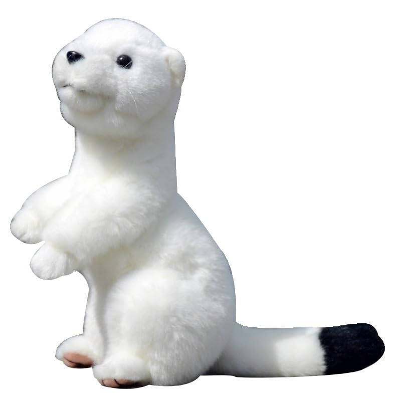 Peluche furet blanc de collection aux finitions soignées et réalistes