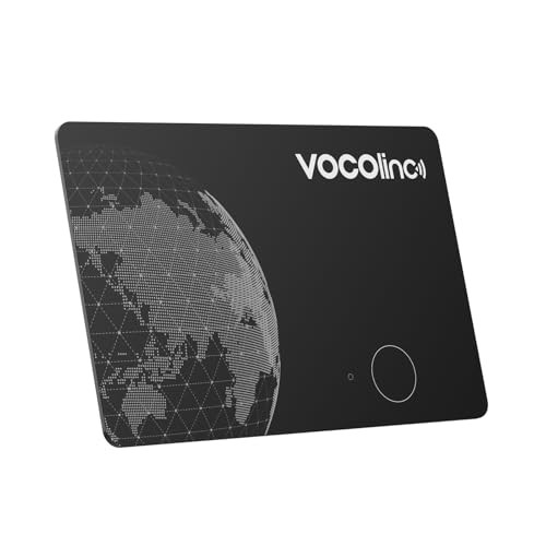 VOCOlinc Android Air Tag Card 1 Pack, Recargable Wallet Tracker Tarjeta 1.6mm Slim Compatible con Google Localizador o iOS Apple Buscar App, Buscador de Objetos para Cartera, Maletas, Pasaporte