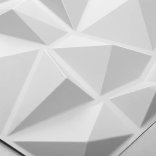 Miniatura 7 de Art3d - Paneles de pared 3D decorativos con diseño de diamante de 12pulgadas x 12pulgadas en color blanco mate paquete de 33 unidades