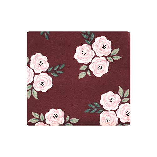 Image of Little Treasure Hudson Baby Cotton Poly Flannel Receiving Blankets Multipack, Burgundy Florals, 30x30 inches