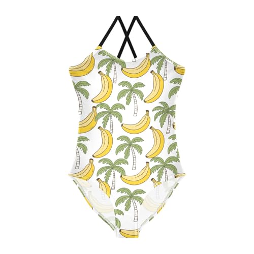 Coconut Tree Banana Pattern Girls One Piece Swimsuits Summer Quick Dry Beach Bathing Suit