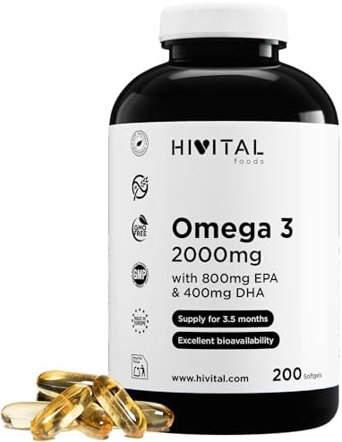 Omega 3 2000 mg. 200 cápsulas para más de 3 meses de tratamiento....