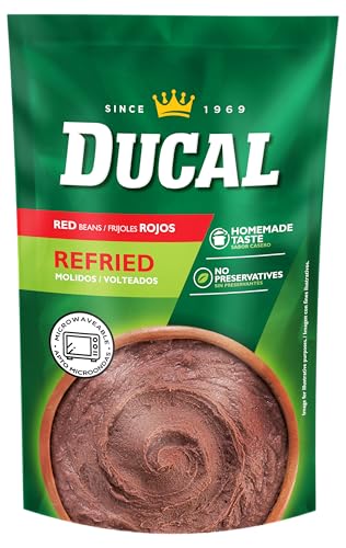 Ducal Refried Red Beans Pouch, 8 Ounce (Pack of 24) - Instant Vegetarian Refried Red Beans, Non-GMO And Gluten-Free - Excellent Source in Protein And Iron, Cholesterol Free