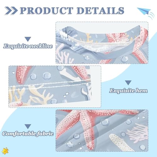 ALAZA Kids Rash Guard Girls Boys Toddler Swim Shirts Short Sleeve Starfish UPF 50+ 3T3