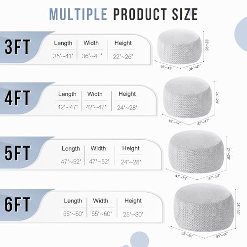 Image of 3FT Bean Bag Chair,Giant Bean Bag Chairs for Adults,Big Bean Bags with Memory Foam Filled, Large Beanbag Chairs with Chevron Plush Cover-Light Grey