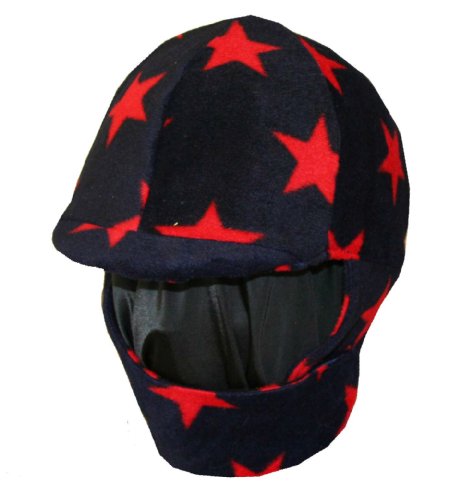 Navy Red Stars Fleece Equestrian Helmet Cover