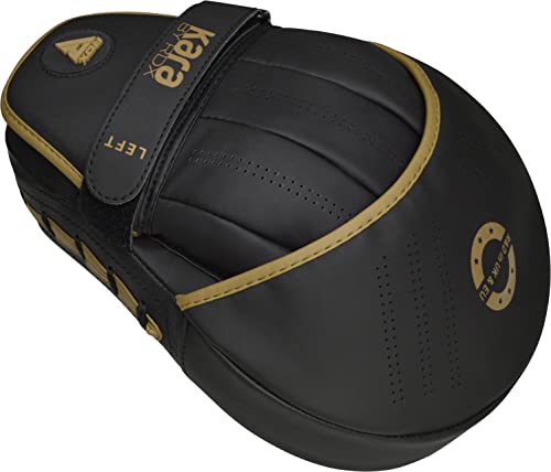 RDX Handpratzen Boxen MMA Kampfsport Training, Maya Hide Leder, Schwarz Boxpads Schlagpolster Kickboxen Boxpratzen, Handschlagpolster Trainerpratzen Boxing Pad, Schlagkissen Muay Thai Taekwondo Karate