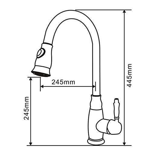 Grifo de la cocina de un solo orificio con rociador desplegable y rotación de 360° 3