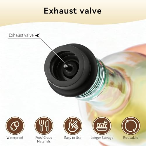 SOGCASE Wine Vacuum Pump & 2 Stoppers Set, Reusable Wine Saver Preserver for Airtight Seal - Keeps Wine Fresh Longer (1 Pump + 2 Stoppers) - Thumbnail 6